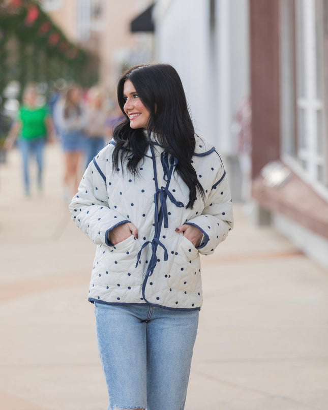 Polka Pop Jacket - Cream/Navy