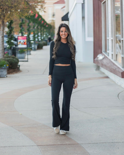 Soft Knit Jersey Long Sleeve Tee - Black