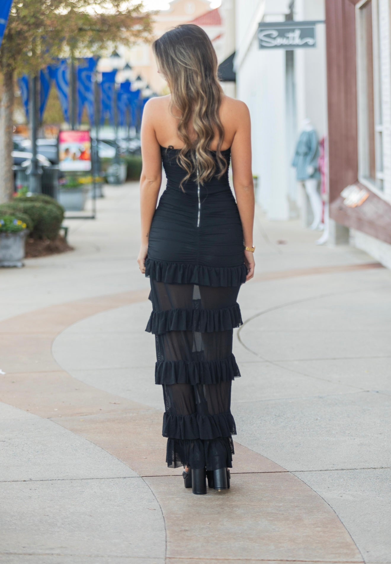 Ruffle Maxi Corset Dress