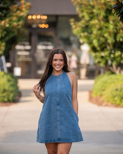 Vivi Denim Halter Dress