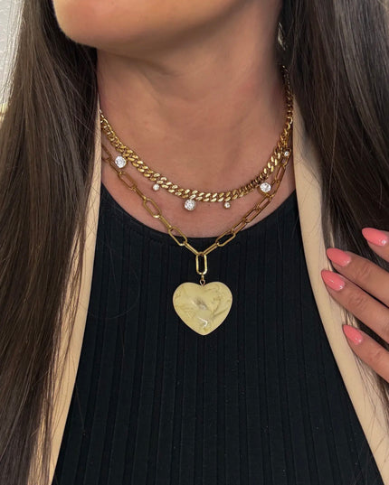 SB Marble Heart Link Necklace - Waterproof