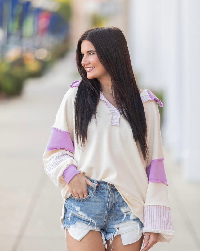 Better Luck Top - Cream/Lavender
