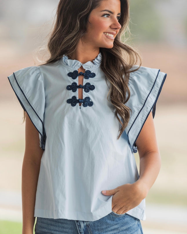 Baby Blue Bliss Top - Blue/Navy