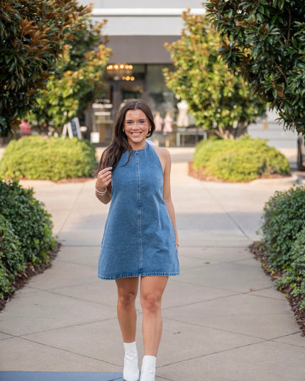 Vivi Denim Halter Dress