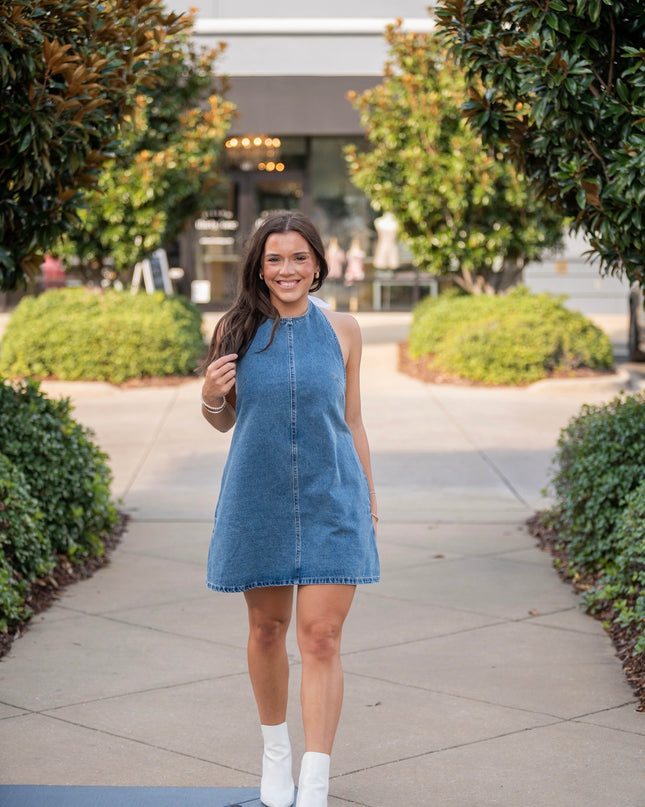 Vivi Denim Halter Dress