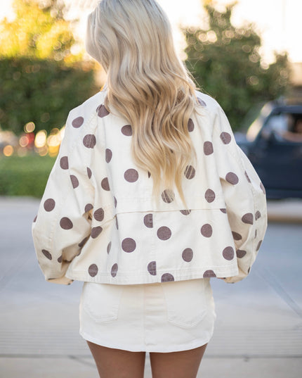 Polka Dot Fall Jacket - Oatmeal