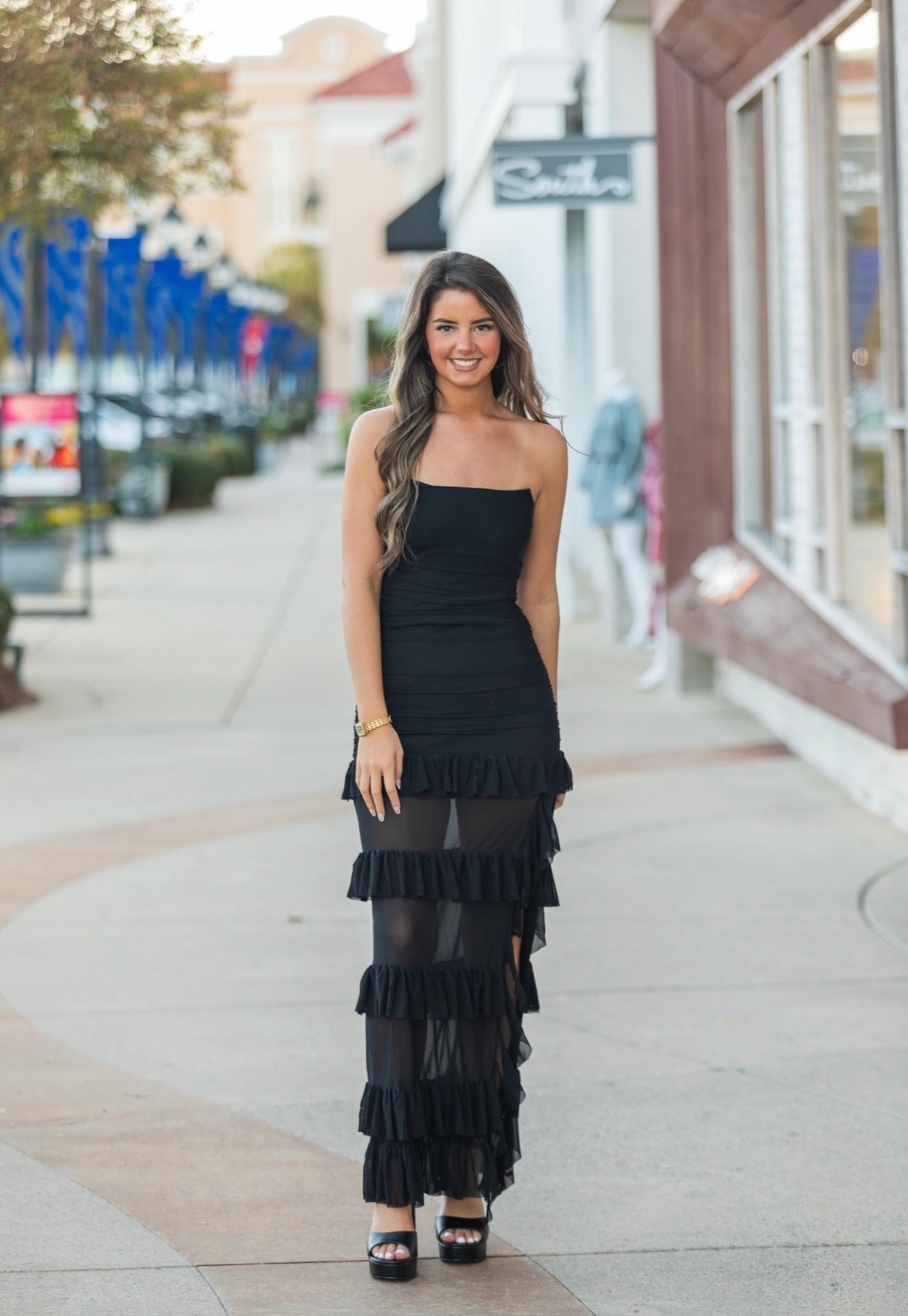 Ruffle Maxi Corset Dress
