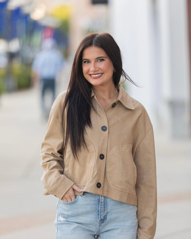 All About Fall Suede Jacket - Camel