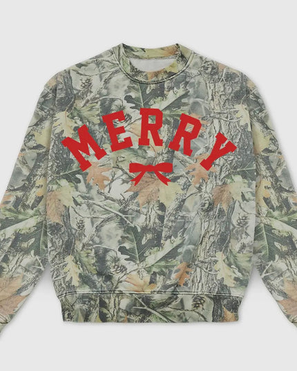 Merry Bow Camo Holiday Sweatshirt