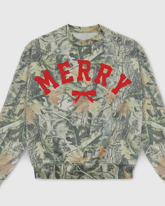 Merry Bow Camo Holiday Sweatshirt