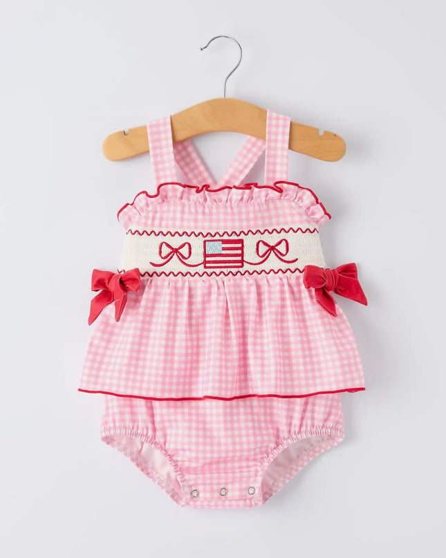 Girls 4th of July Romper - Pink