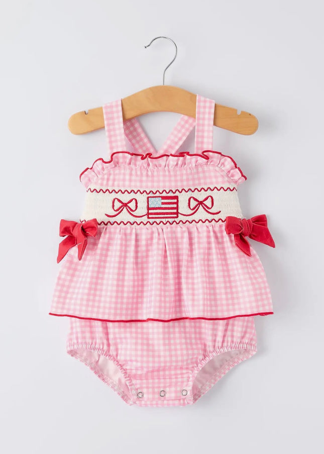 Girls 4th of July Romper - Pink