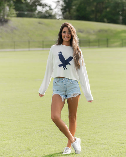 Mock Neck Eagle Sweater - Cream