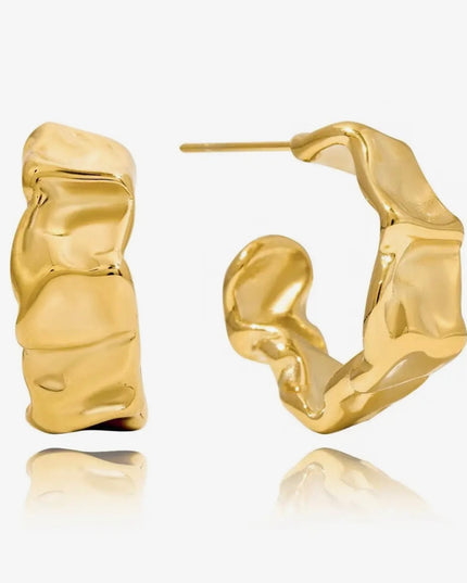 SB Melted Gold Hoop Earrings - Waterproof
