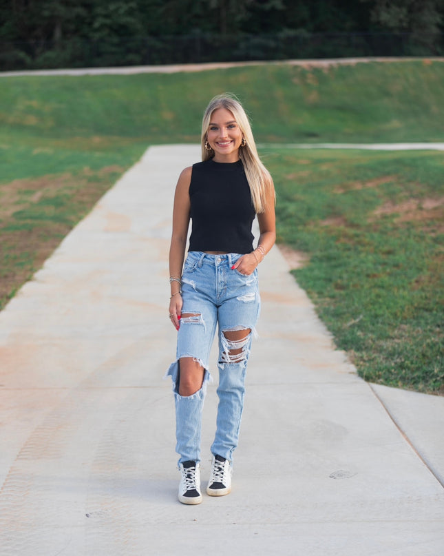 The Haylee Sweater Top - Black