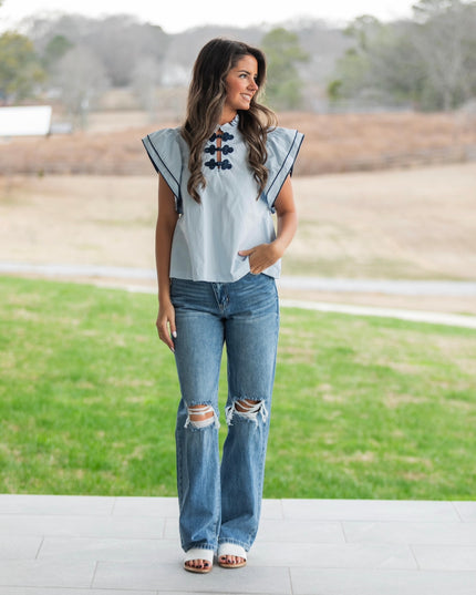 Baby Blue Bliss Top - Blue/Navy