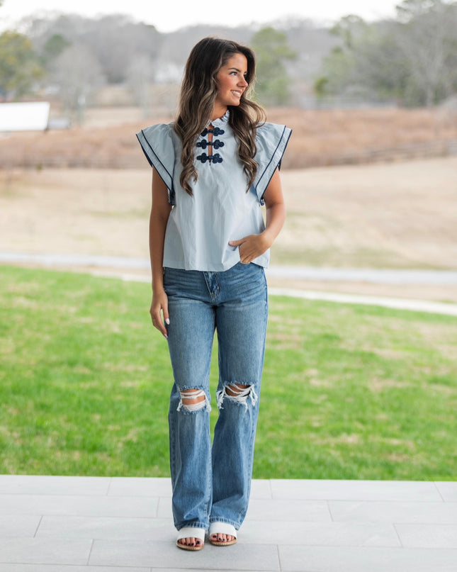 Baby Blue Bliss Top - Blue/Navy