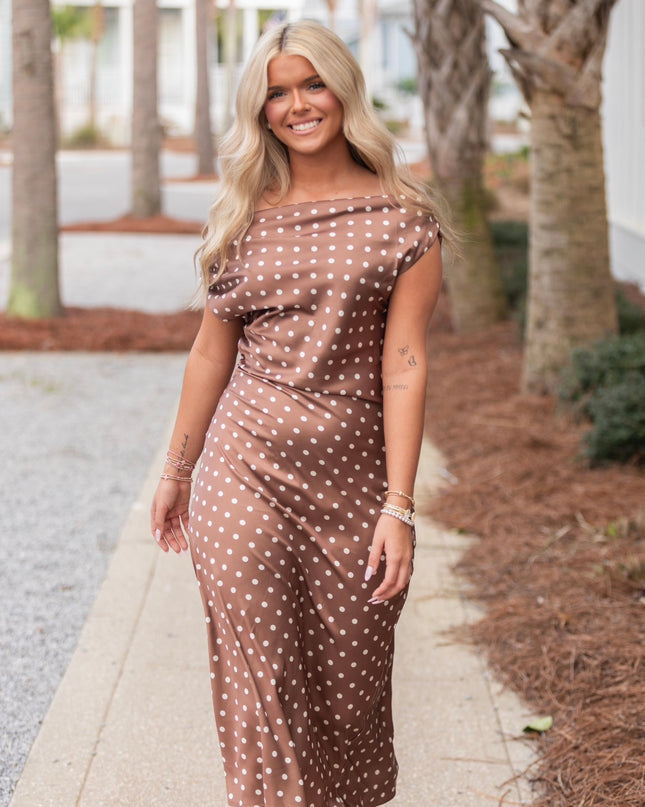 Polka Dot Maxi Dress - Chocolate