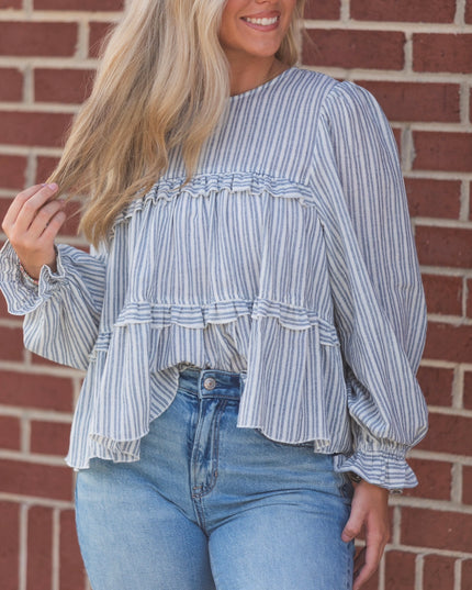 The Marleen Top - Blue/White
