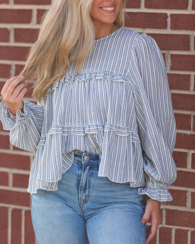 The Marleen Top - Blue/White