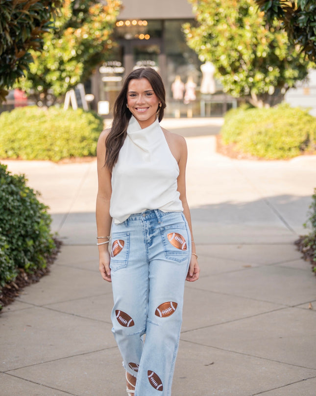 Halter Satin Top - Cream