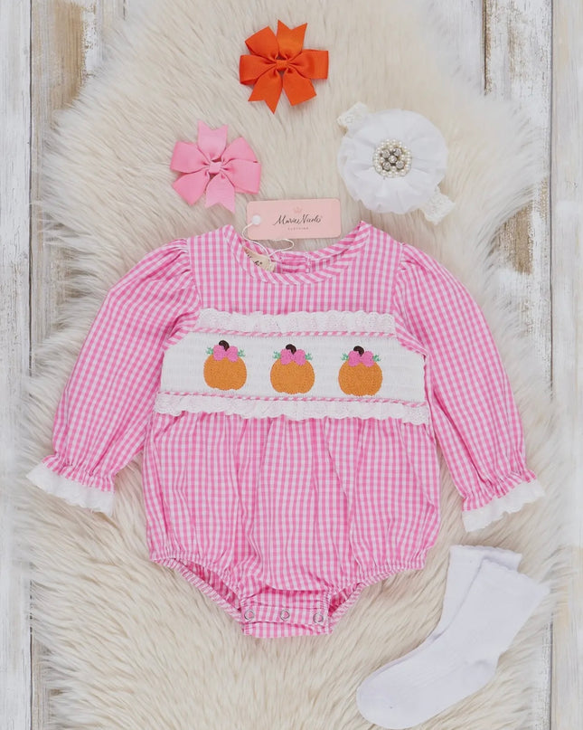 Pink Gingham Smocked Pumpkin Ruffle