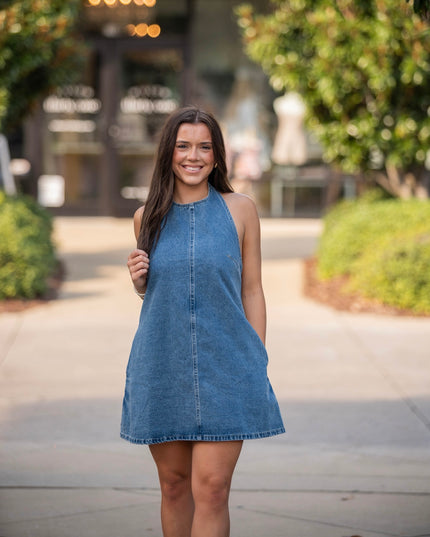 Vivi Denim Halter Dress
