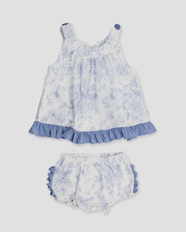 Periwinkle Blue Butterfly Top and Bloomer Set