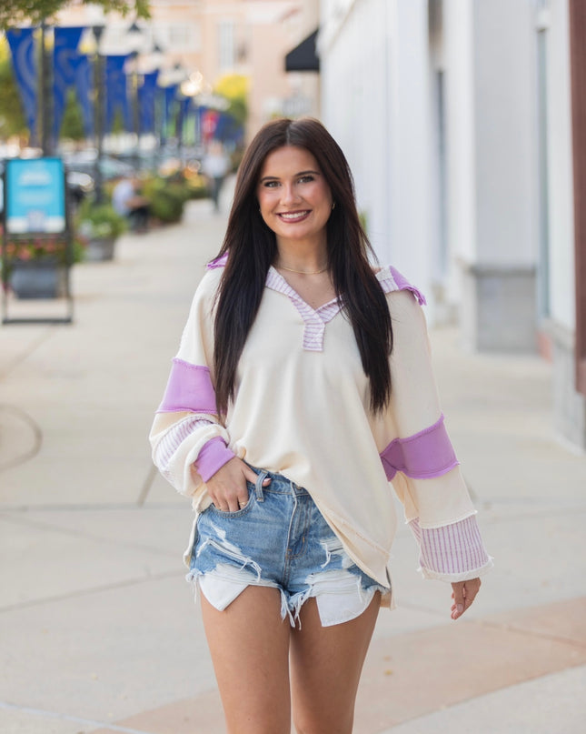 Better Luck Top - Cream/Lavender