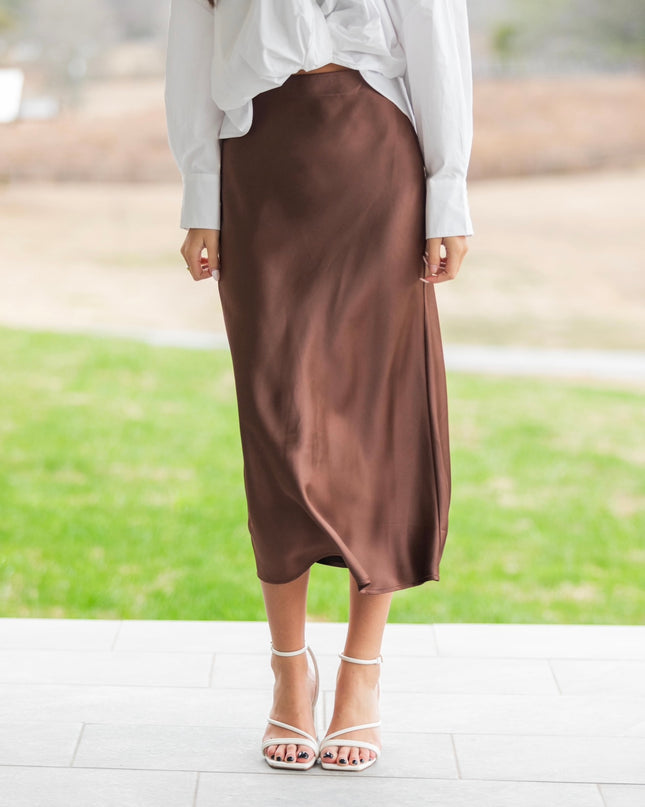 The Celeste Midi Skirt - Chocolate
