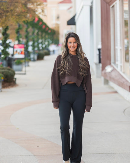 Waffle Knit Oversized Long Sleeve - Dark Chocolate