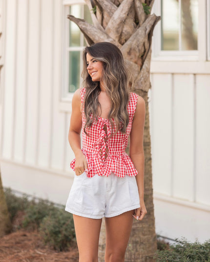 Country Side Crush Top - Red Gingham