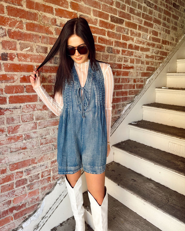 The Empire Romper - Washed Denim