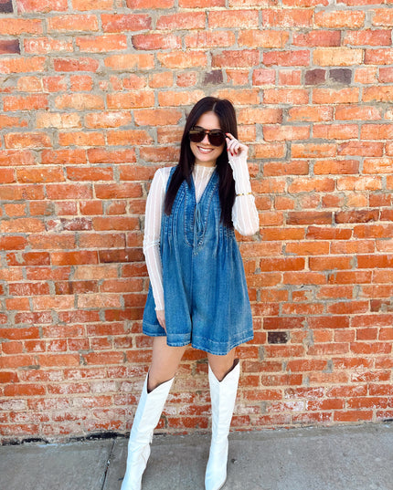 The Empire Romper - Washed Denim