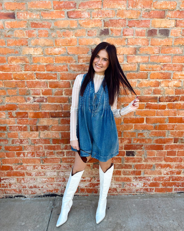 The Empire Romper - Washed Denim