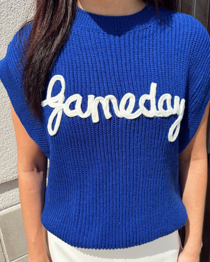Gameday Sleeveless Sweater Top - Royal Blue