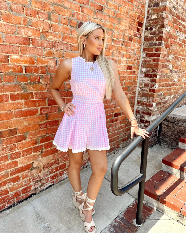 All You Need Romper - Pink Gingham