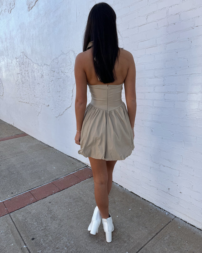 Invite Only Bubble Dress - Taupe