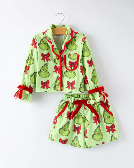 Girls Grinch Pajama Set - Green