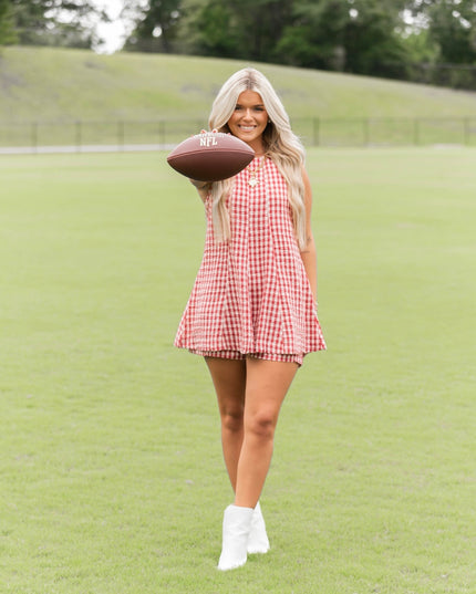Gingham Baby Doll Romper - Red