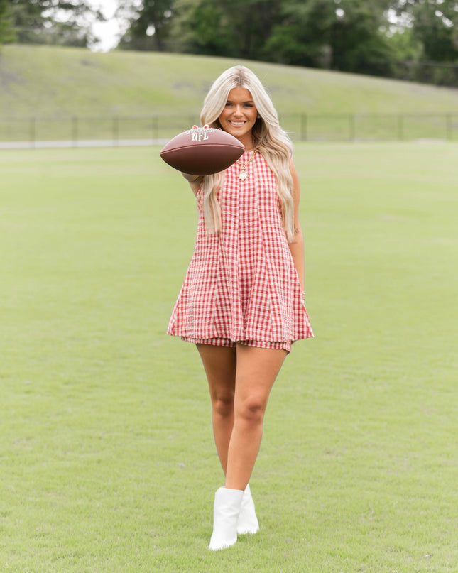 Gingham Baby Doll Romper - Red