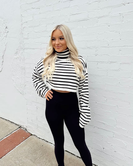 Babydoll Stripes Sweater -  Black/White