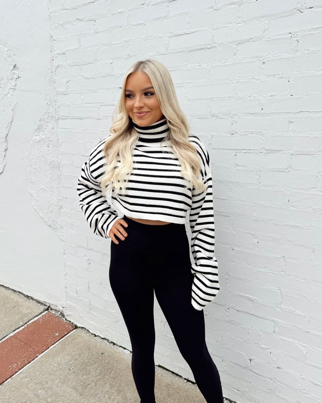 Babydoll Stripes Sweater -  Black/White