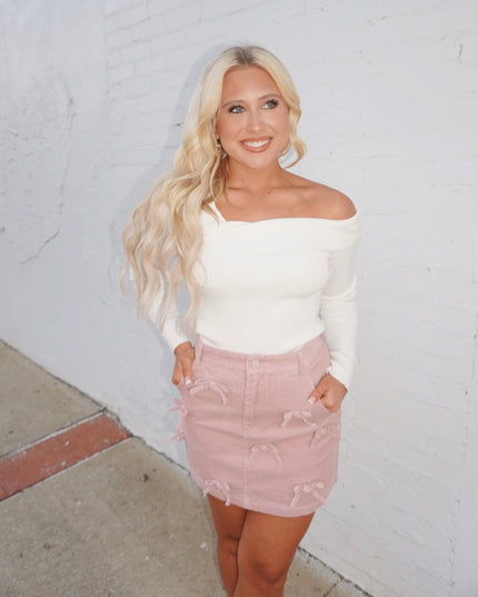 Better In Bows Skirt - Dusty Pink