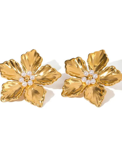 SB Flower Pearl Earrings - Waterproof