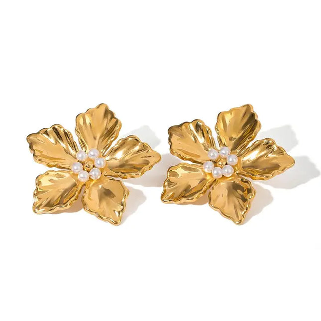 SB Flower Pearl Earrings - Waterproof