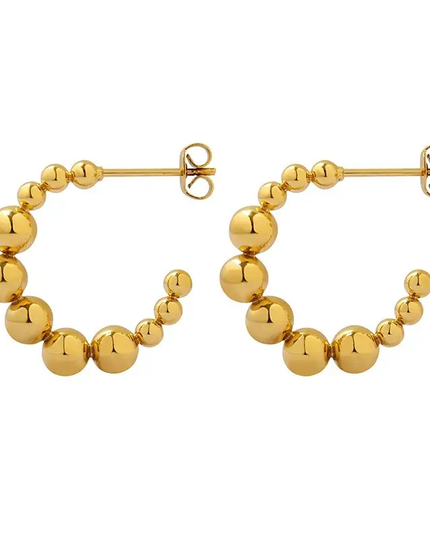 SB Small Beaded Hoop Stud Earrings