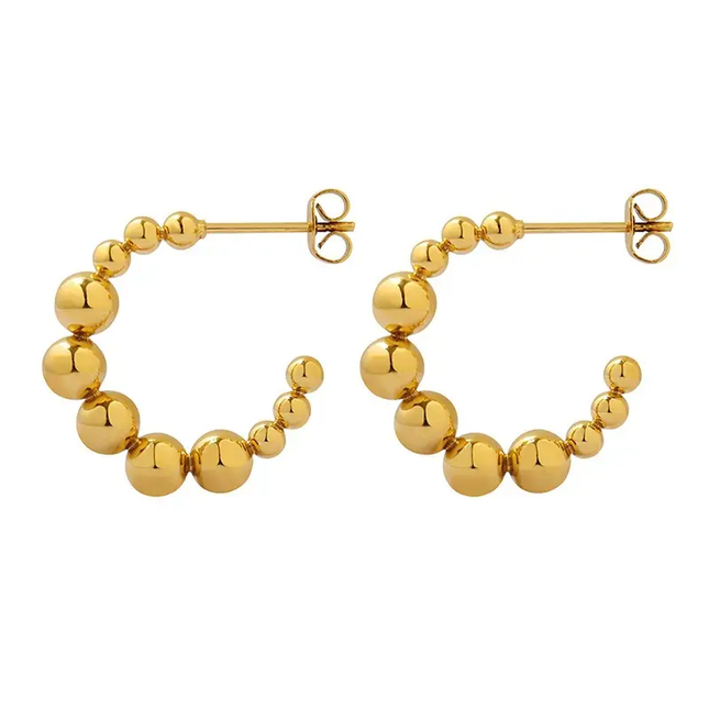 SB Small Beaded Hoop Stud Earrings