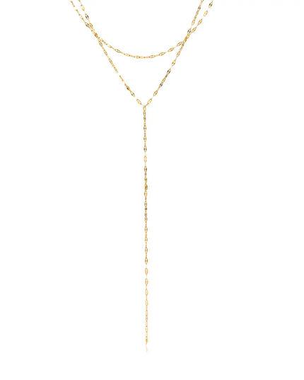 SB Layered Gold Shimmer Y Lariat Necklace