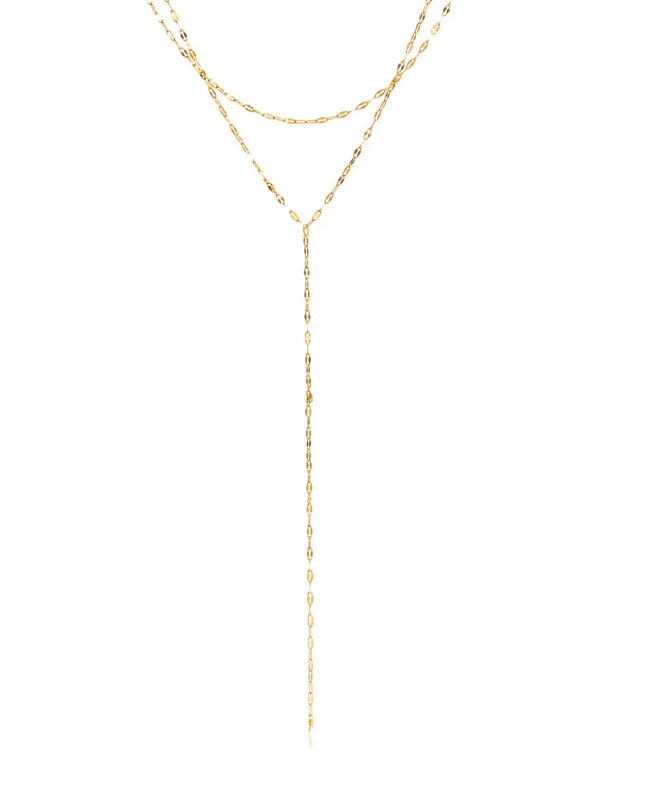 SB Layered Gold Shimmer Y Lariat Necklace